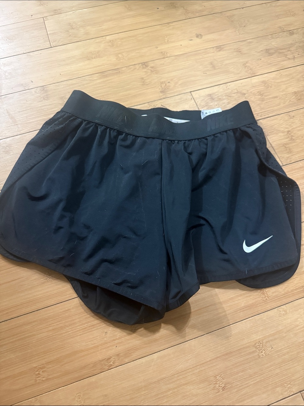 Nike Black Women's 2-in-1 Athletic Shorts with White Swoosh